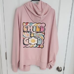 Time and Tru Pink Graphic Varsity Jacket